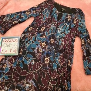 Pleated cold shoulder dress